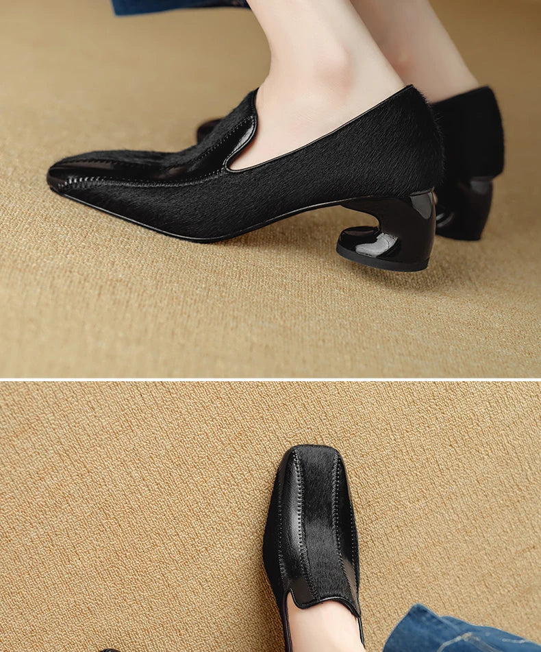 Ods Vintage Square Toe High Heels Pumps Women Autumn Shoes Party Dress 2021 Spring Footwear Retro Female Work Pumps Zapatillas