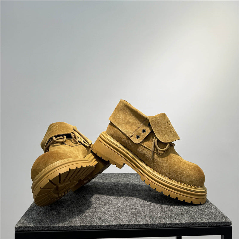 Retro Leather Distressed Worker All-match Thick-soled Two-way Boots