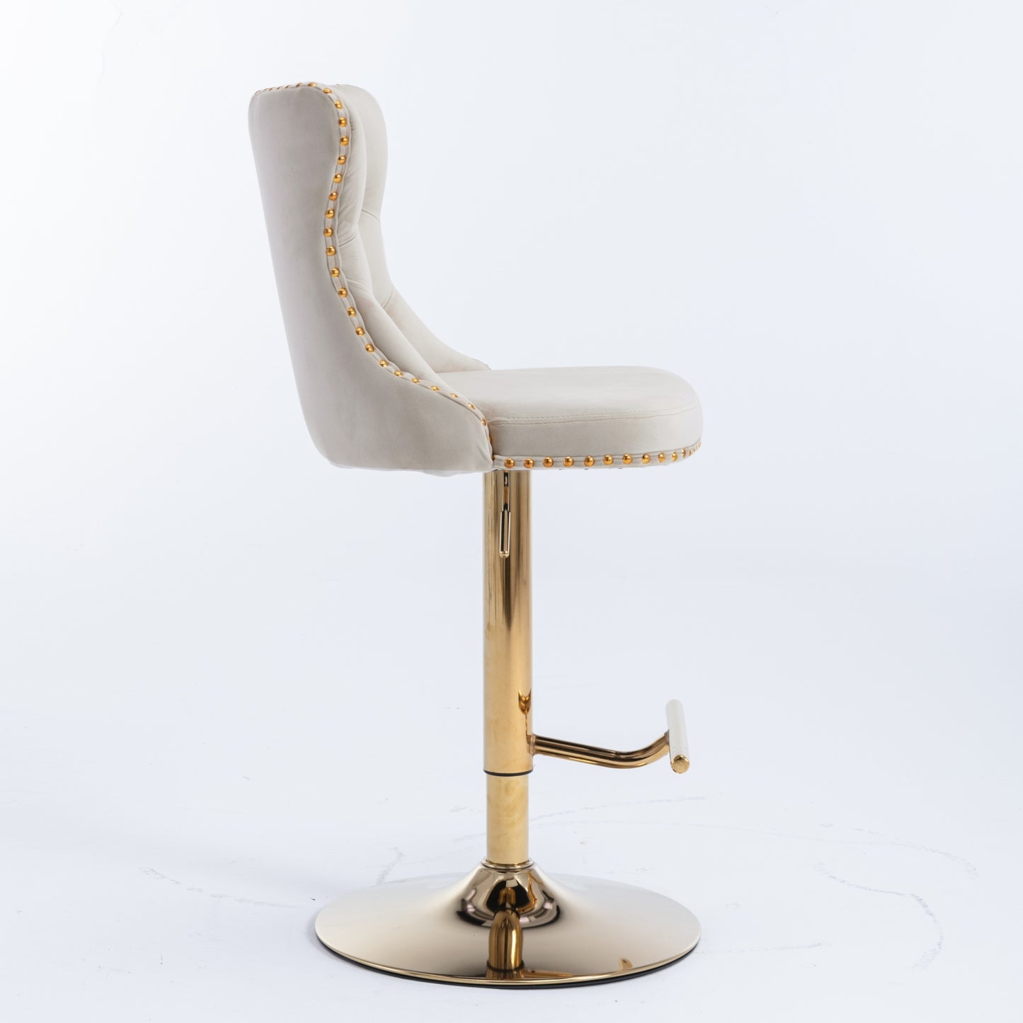 Golden Swivel Velvet Barstools Adjusatble Seat Height From 25-33 Inch