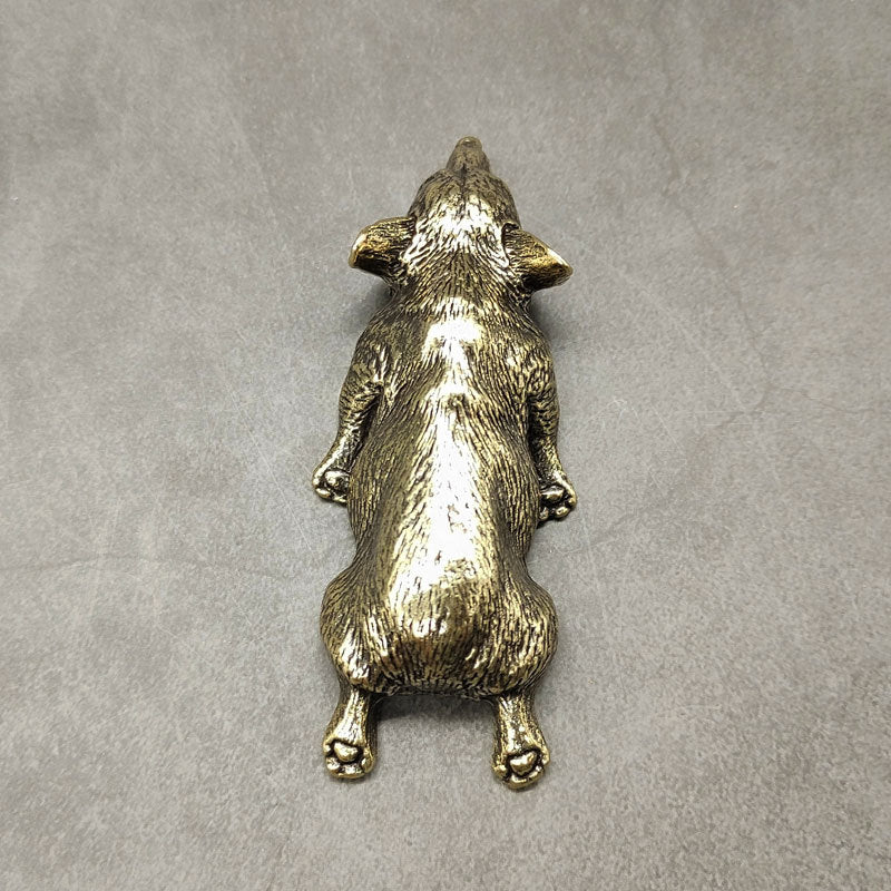 Pure Copper Wales Corgi Brass Solid Lying Fox Home Ornament Paper Weight Creative Personality Decoration