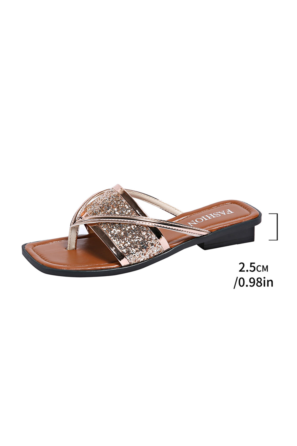Solstice Gold Glitter Clip Toe Slippers