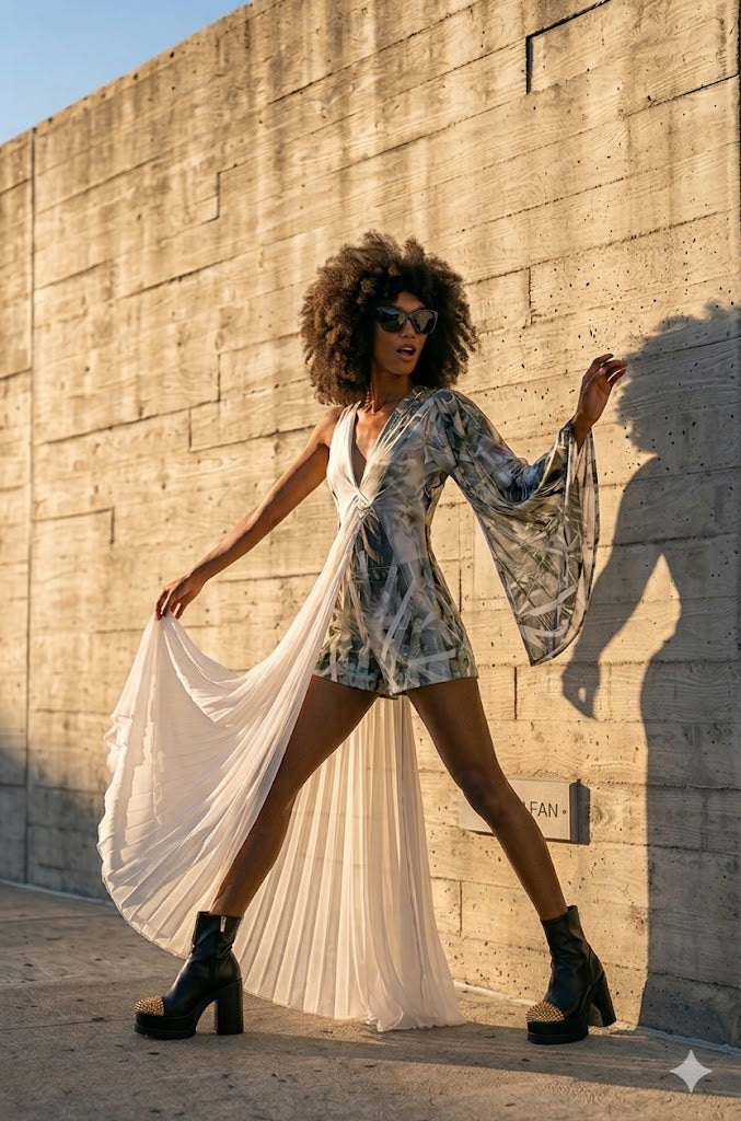AFANADOR asymmetrical dress, recycled sustainable satin