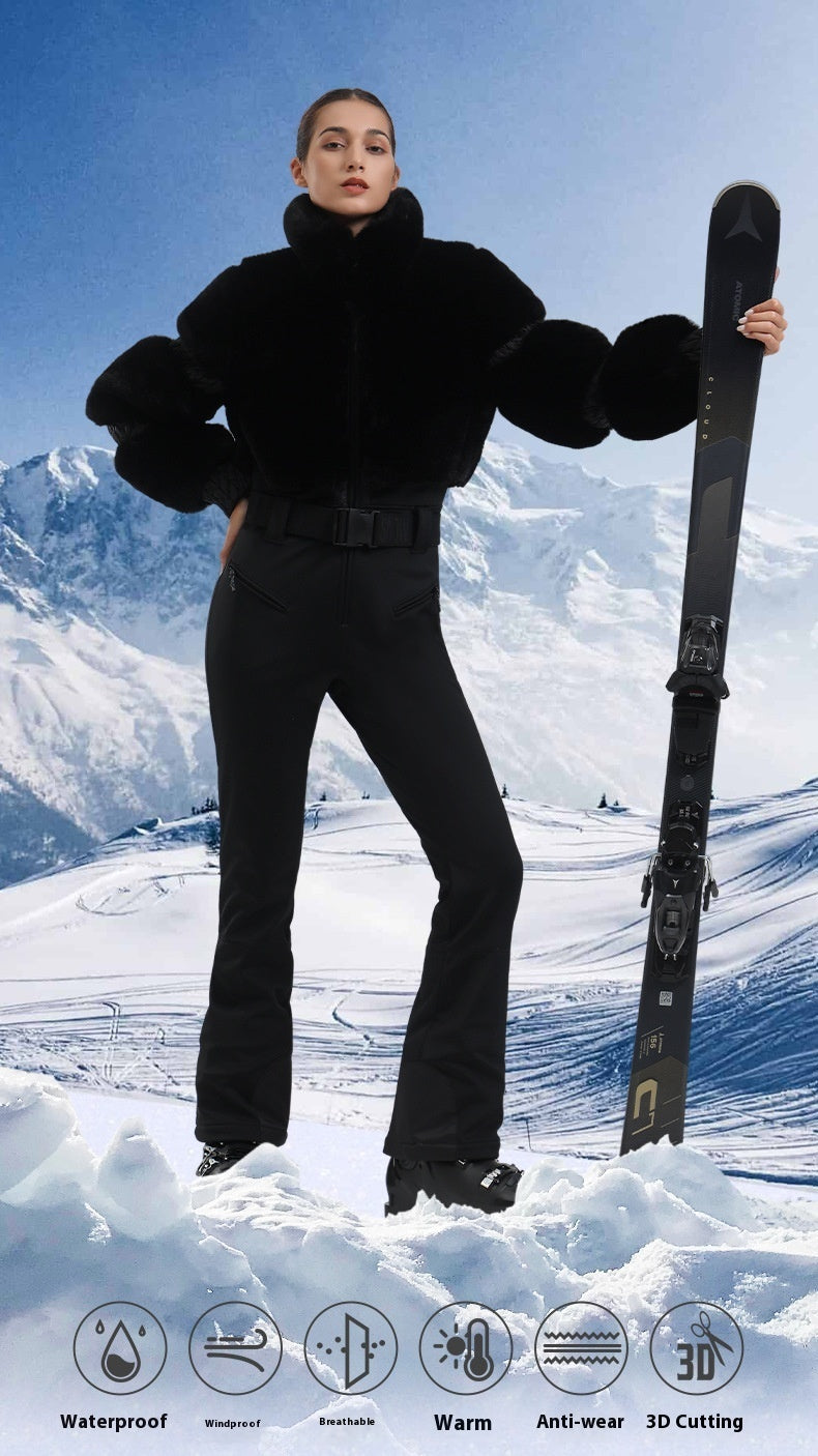 Winter Ski One-piece jumpsuit Female Windproof Thickening