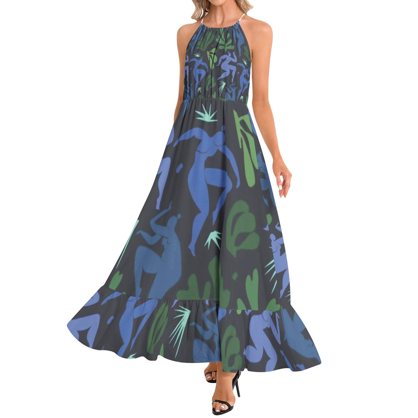Solstice Matisse Ruffle Hem Halter Neck Maxi Dress