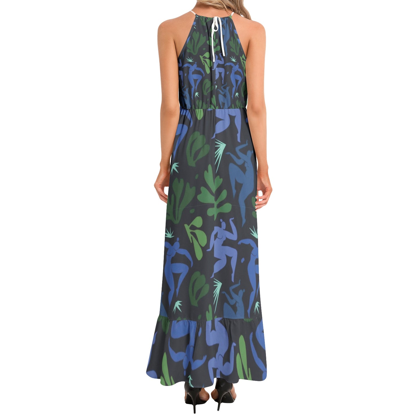 Solstice Matisse Ruffle Hem Halter Neck Maxi Dress