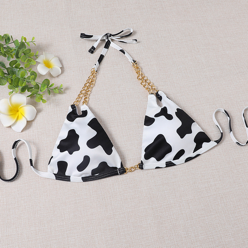 Swimsuit Female Bikinis Set Cow print Bikini with Chains New