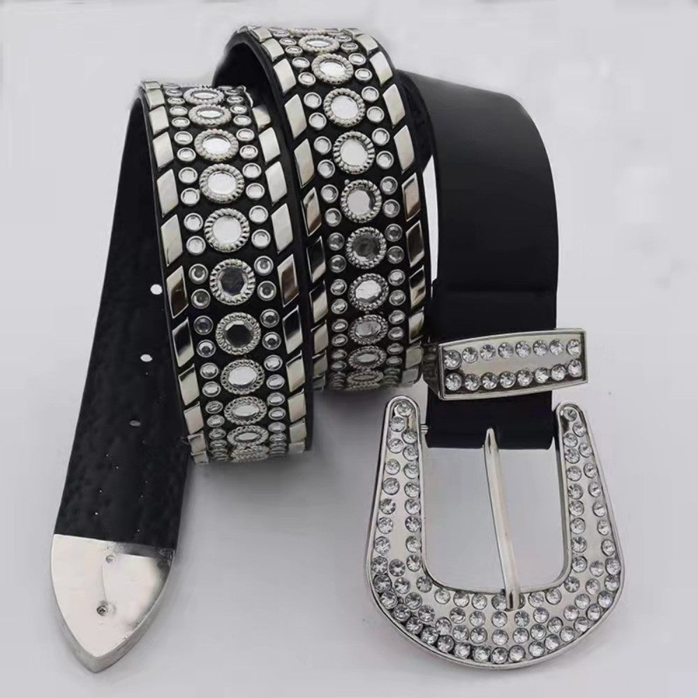 Punk Glam Style Belt With Metal Decoration