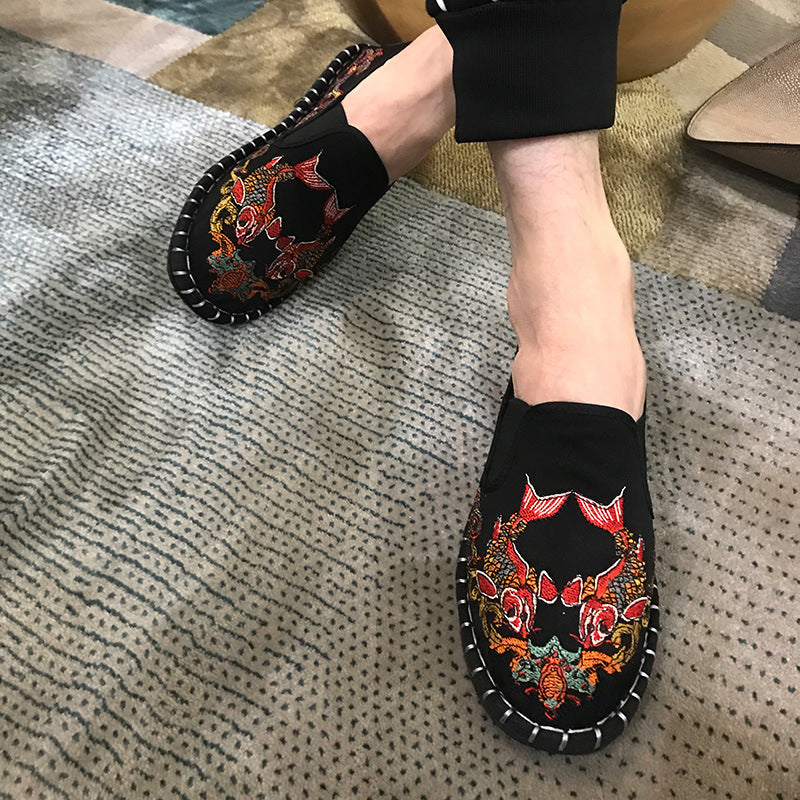 Luxury Old Beijing Handmade Cloth Shoes Pervert Facial Mask Embroidered Bean