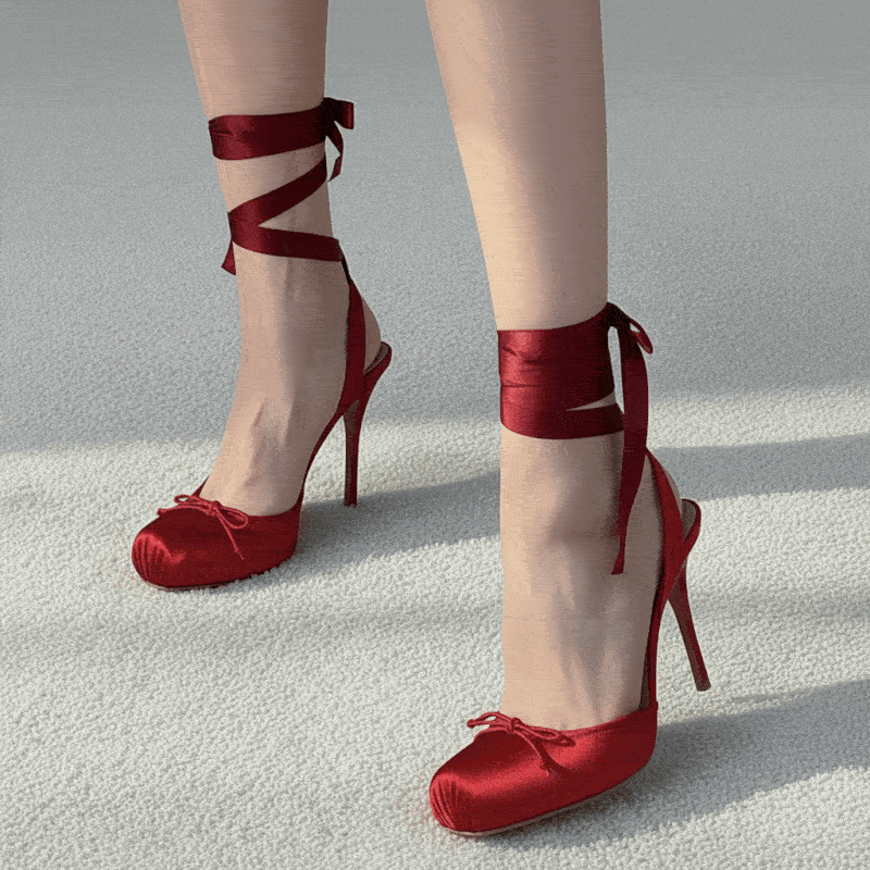 Ladies' New Summer Square Satin High-heeled Sandals with Ankle Straps, Fashionable Party and Banquet Ballet High-heeled Shoes
