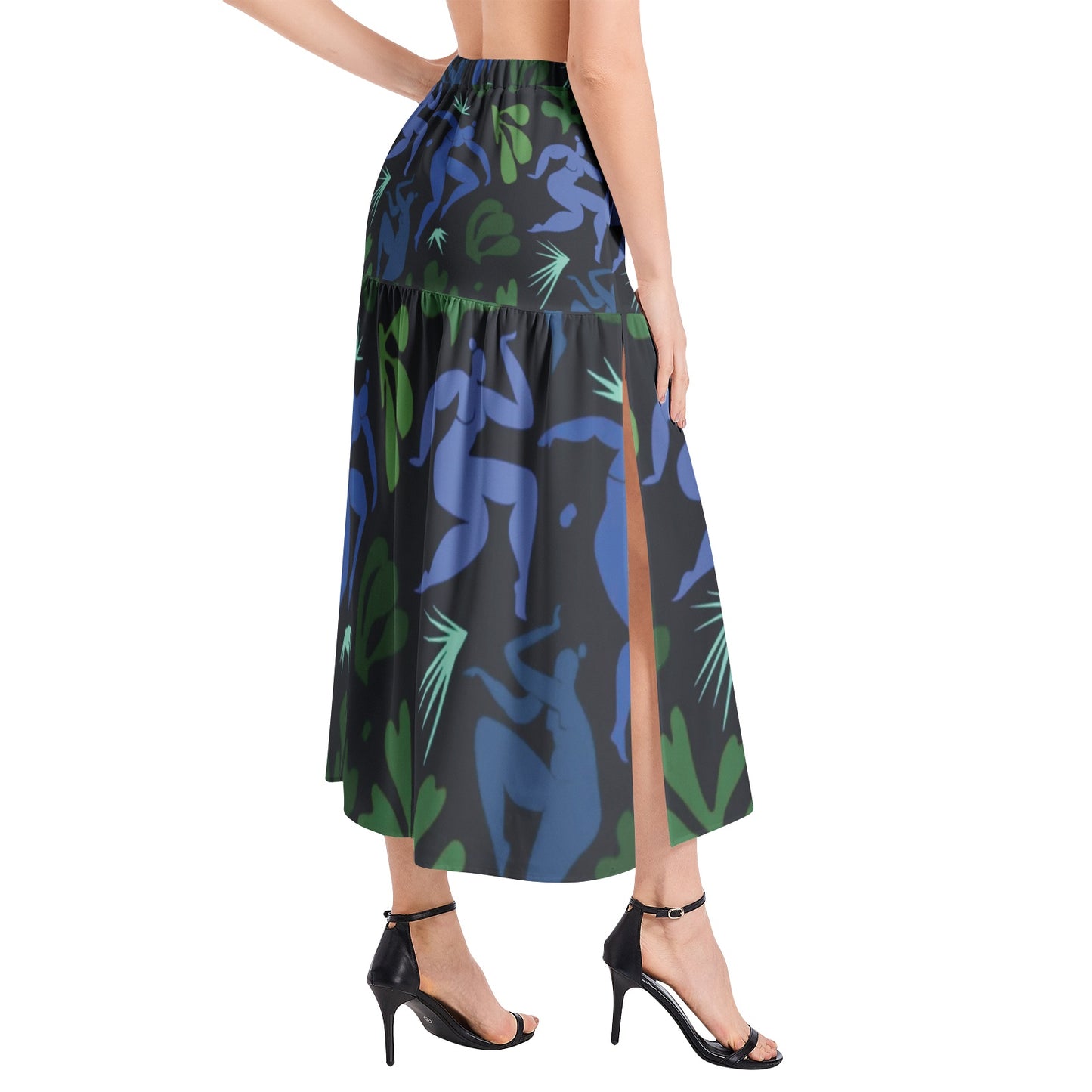 Solstice Matisse Elastic Waist Ruffle Slit Hem Skirt