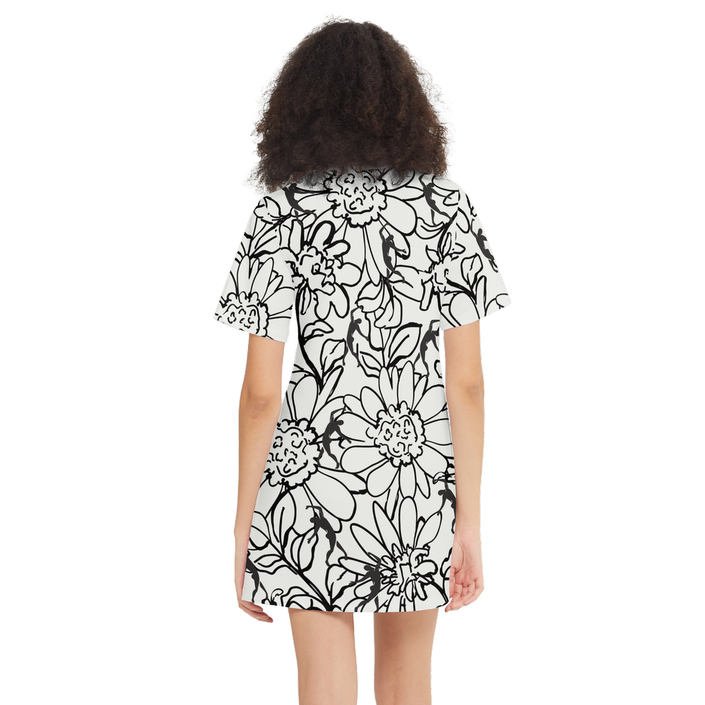 Solstice Flowers  Women's Short-Sleeve T-Shirt Dress-Heavyweight 225g B