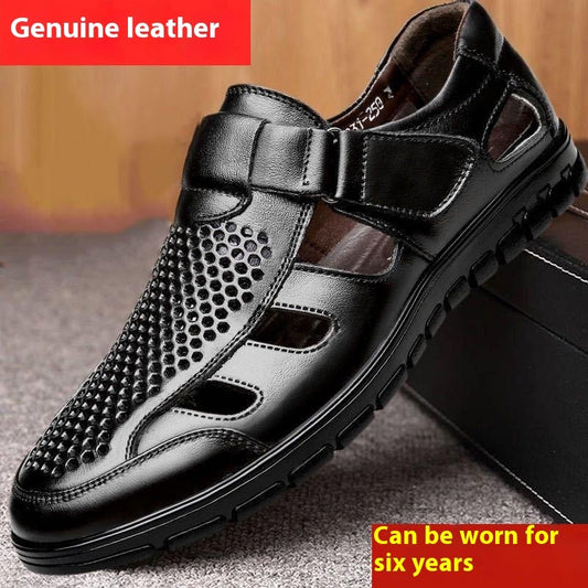 Solstice Men's Business Casual Hollow Work With Holes Leather Sandals