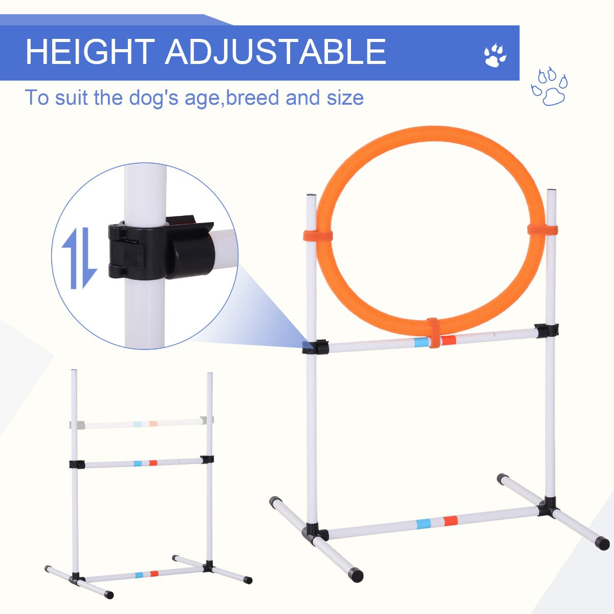 Portable Pet Agility Pet Training Set Dog Obstacle Exercise Adjustable Jump Ring High Jumper w/ Carry Bag ONLY TO USA