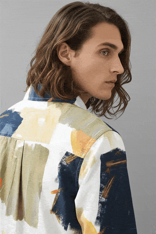 Spring 2025 new shirts for man cotton long sleeve men's clothes Dyeing printed Loose Casual shirt fashion men clothing tops