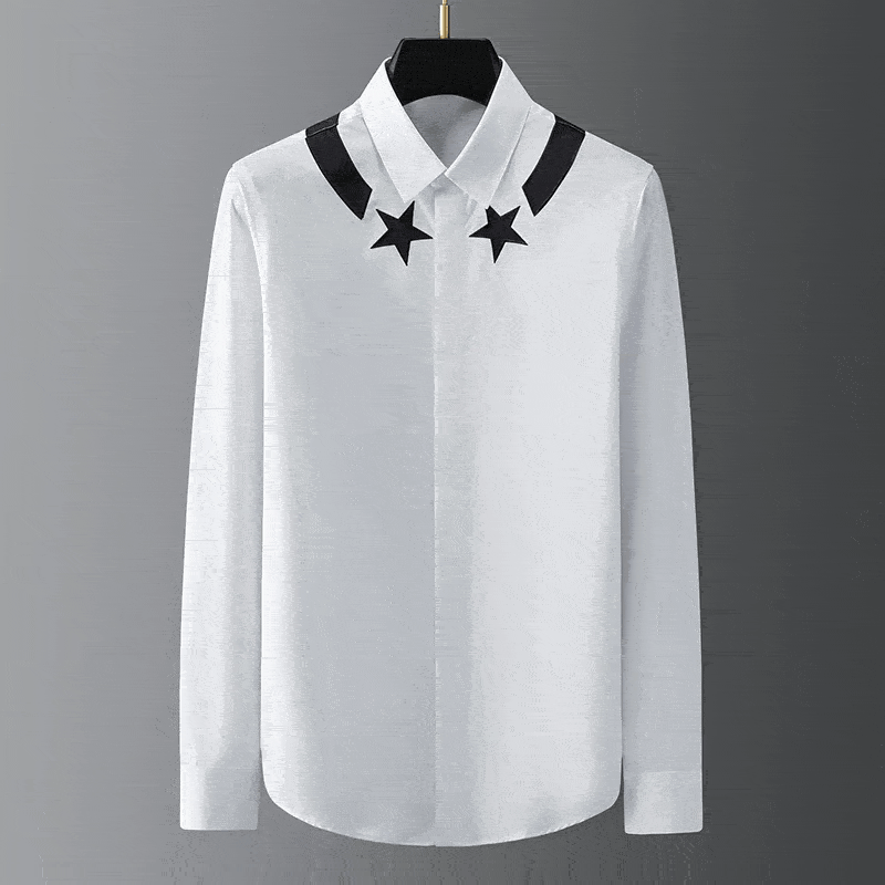 High-end men's shirt printed men's shirt long-sleeved lapel shirt daily outdoor shopping comfortable fabric large size xs-6xl