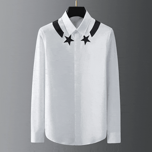 High-end men's shirt printed men's shirt long-sleeved lapel shirt daily outdoor shopping comfortable fabric large size xs-6xl