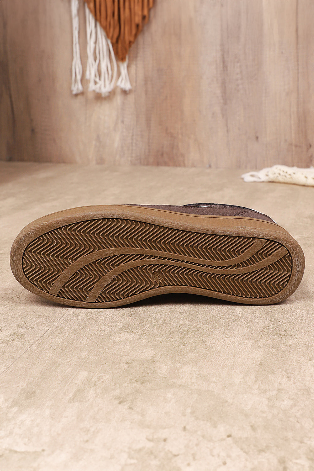 Solstice Coffee Breathable Mesh PU Leather Patchwork Lace-up Sneaker