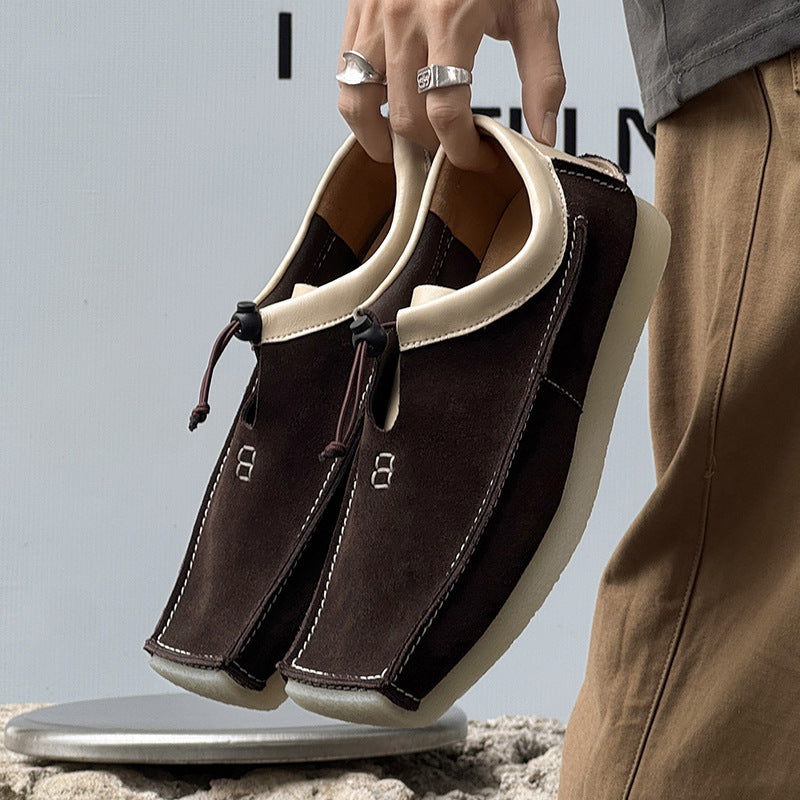 Trendy Plus Size High-top LeatherLoafers Comfortable Solstice Style To Wear Outside Soft Bottom Lace Up Pumps