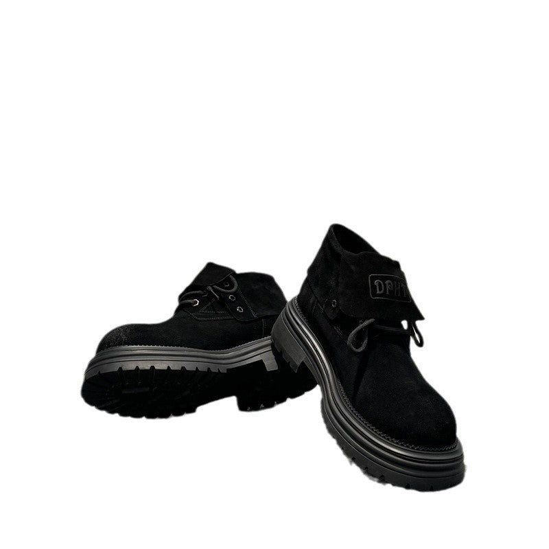 Retro Leather Distressed Worker All-match Thick-soled Two-way Boots