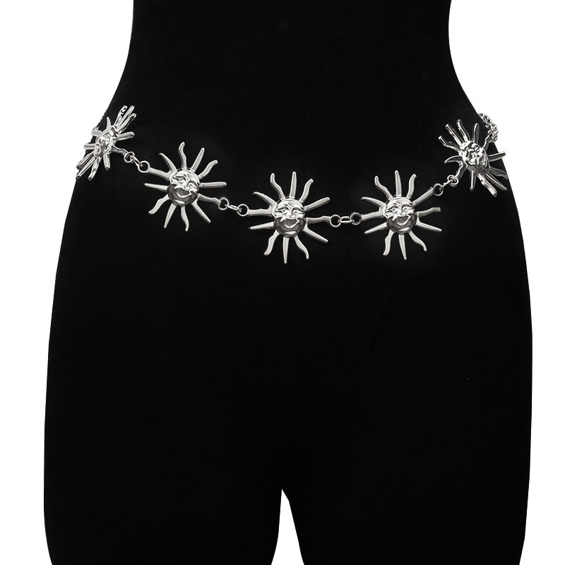 Adjustable Metal Suns/ Moons Waistband Body Chain chain belt with suns-moons