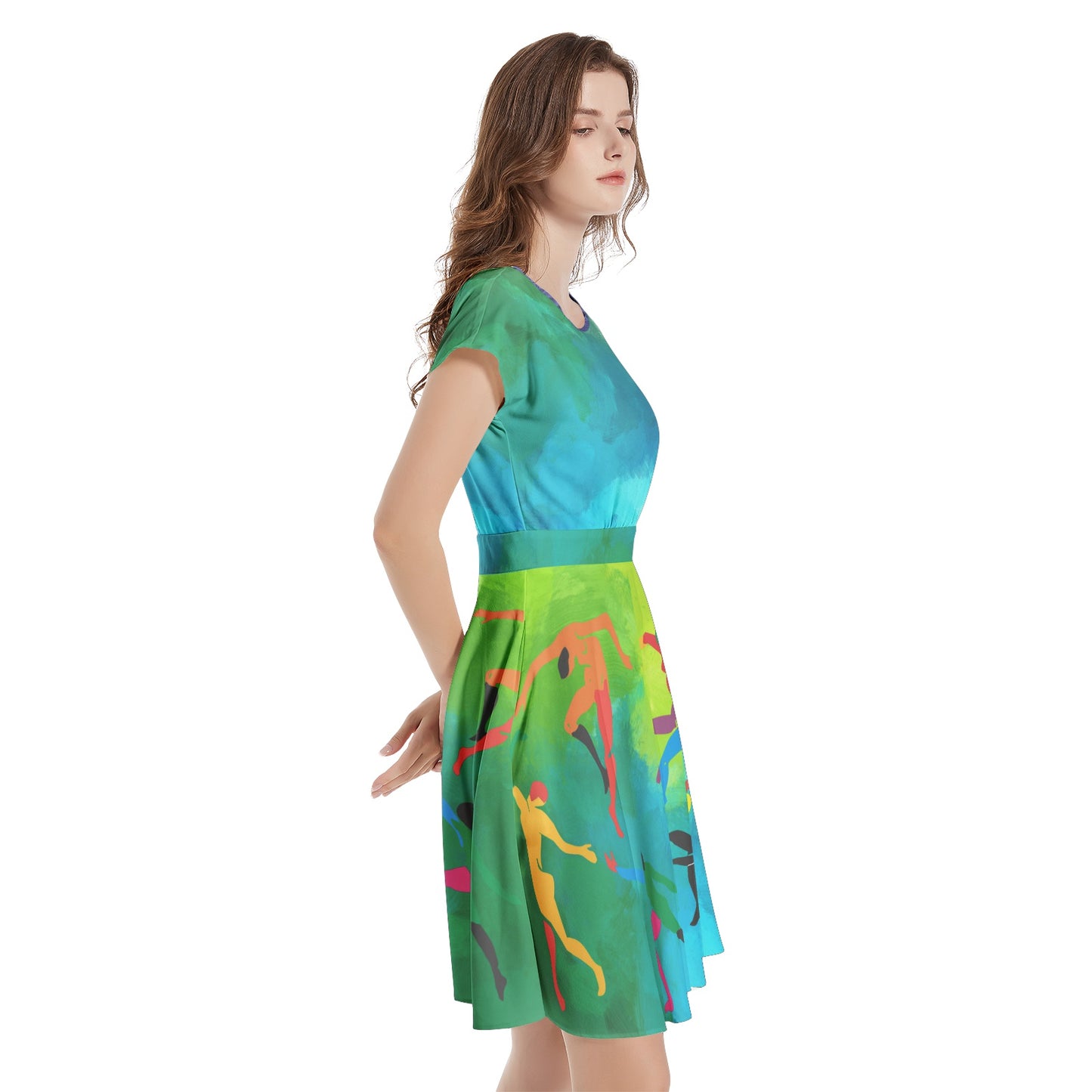 Solstice Matisse dancers Short Sleeve  Casual A-Line Midi Dress