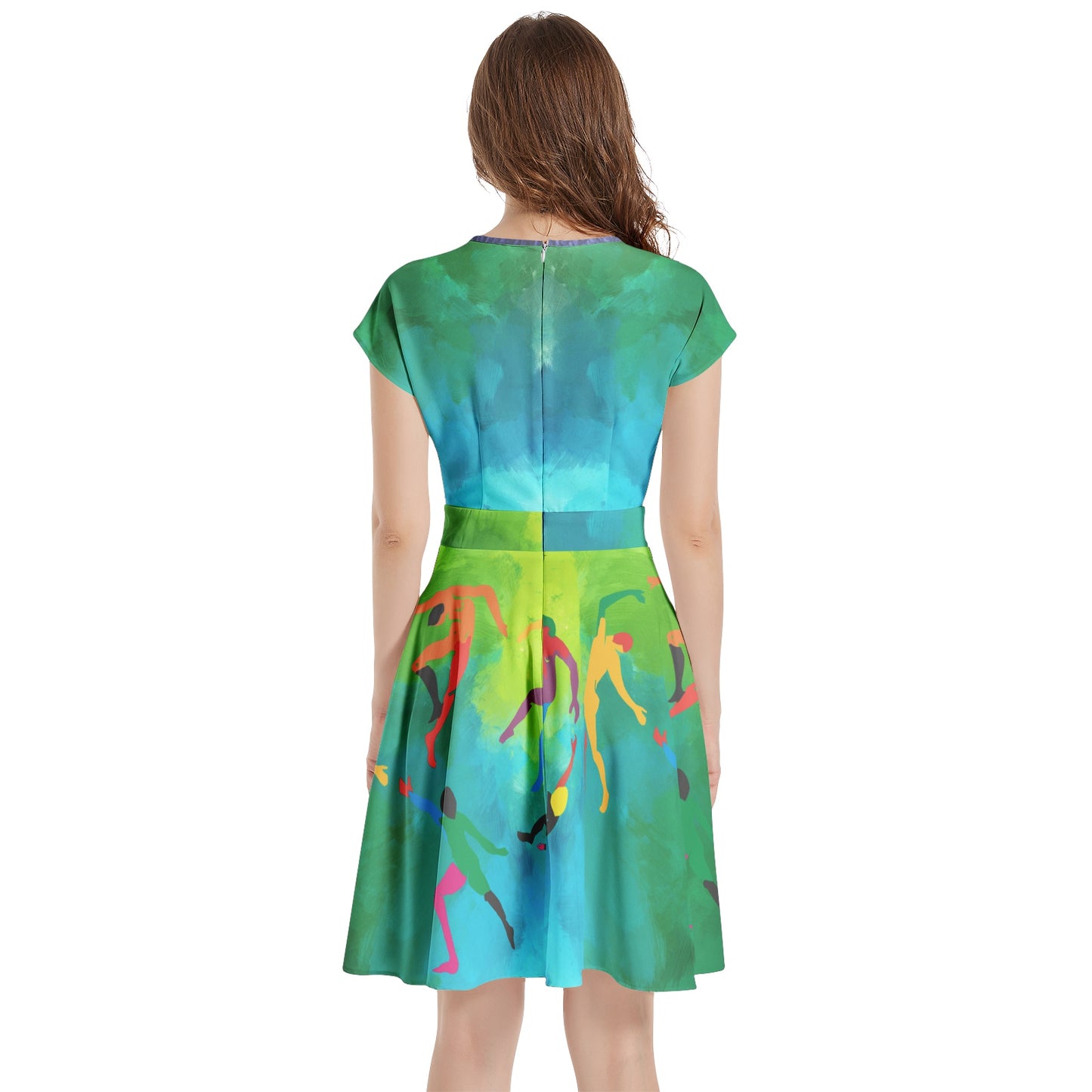 Solstice Matisse dancers Short Sleeve  Casual A-Line Midi Dress