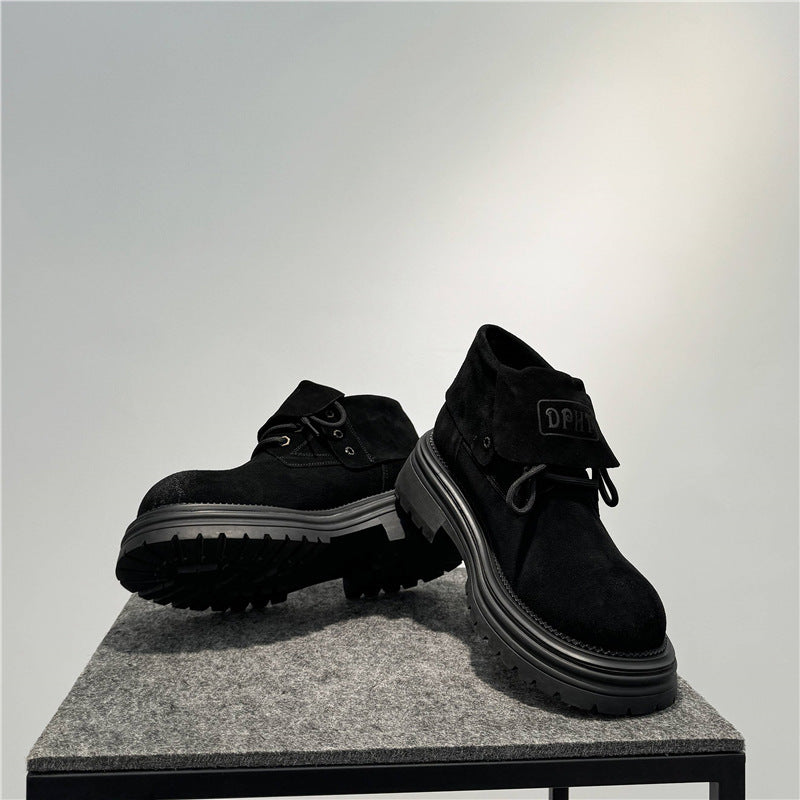 Retro Leather Distressed Worker All-match Thick-soled Two-way Boots