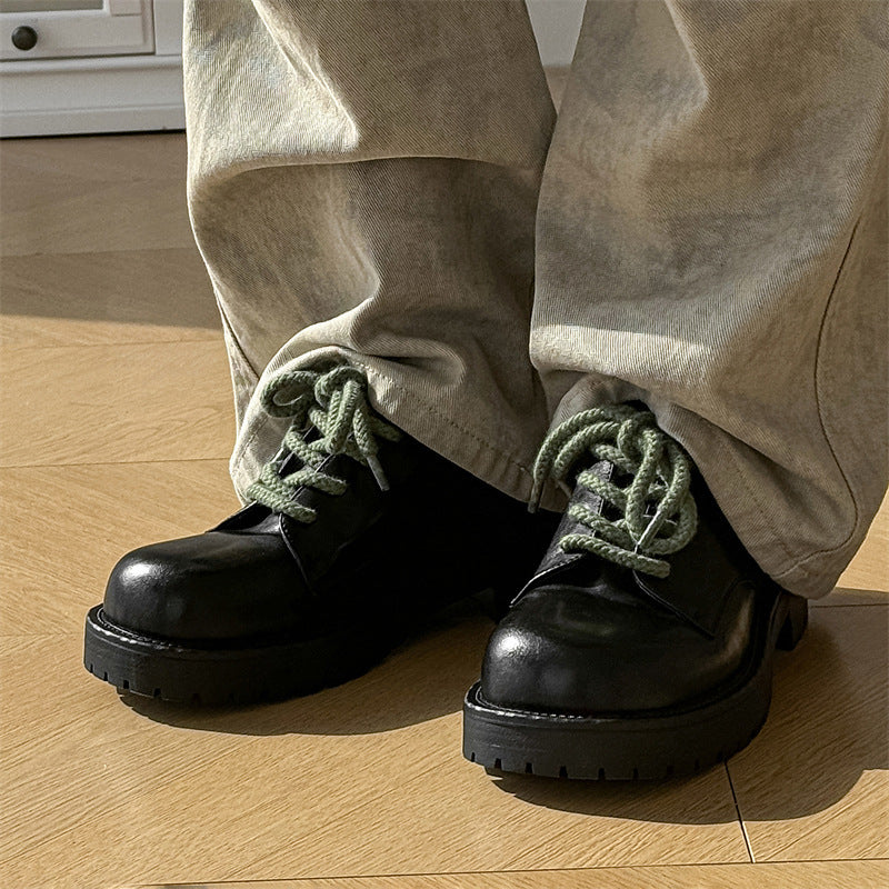 Solstice trendy Cube Big Head Derby Unisex Platform Height Increasing Casual Microfiber Shoes