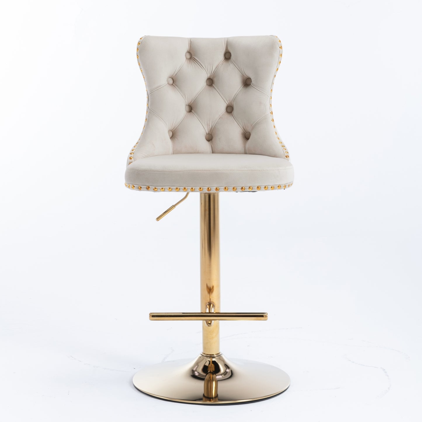Golden Swivel Velvet Barstools Adjusatble Seat Height From 25-33 Inch