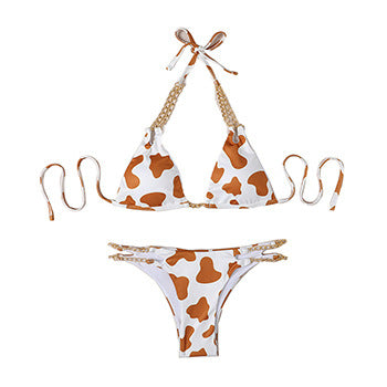 Swimsuit Female Bikinis Set Cow print Bikini with Chains New
