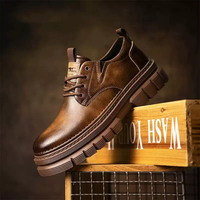 New Men's Low-top Large-toe Casual Leather Shoes Spring