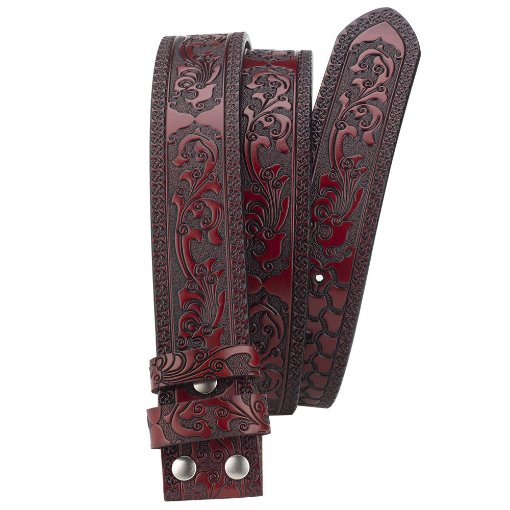 Embossed Belt Without Buckle Smooth Leather Belt