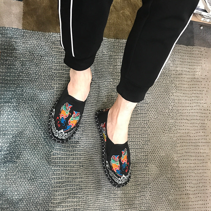 Luxury Old Beijing Handmade Cloth Shoes Pervert Facial Mask Embroidered Bean