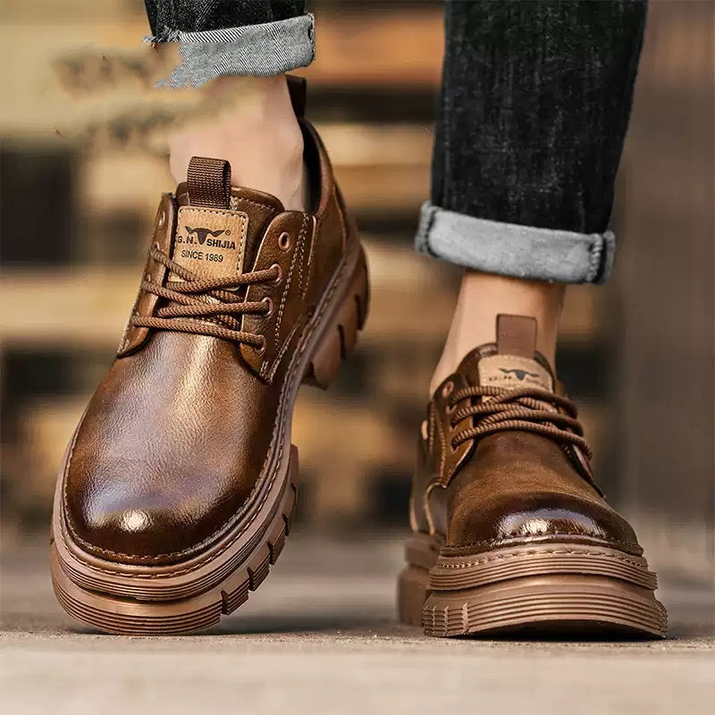 New Men's Low-top Large-toe Casual Leather Shoes Spring