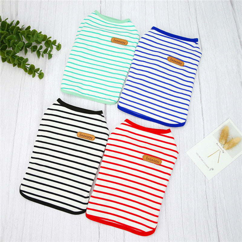 Pet Clothing Spring And Summer Leisure Striped Vest