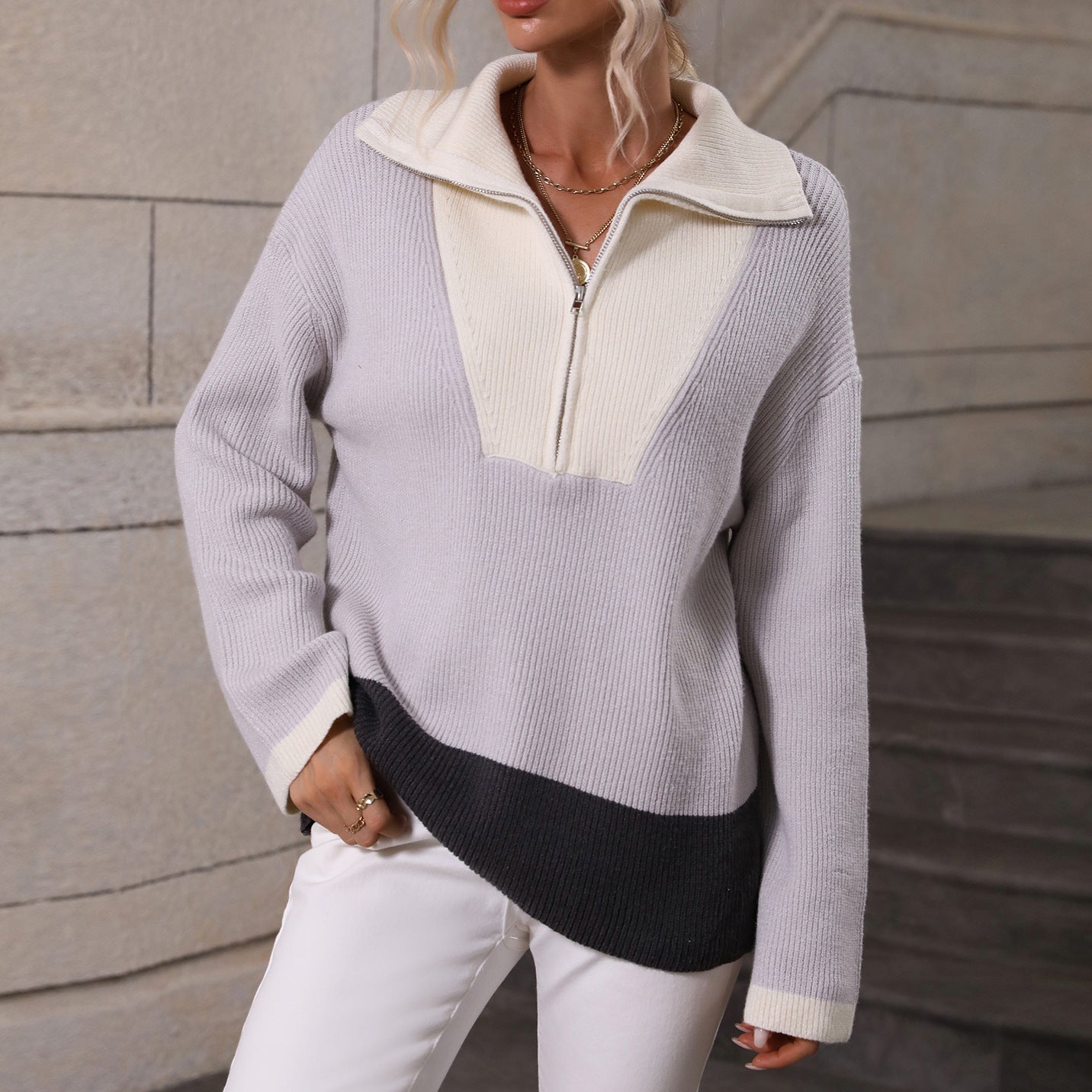Trenddy Comfortable Zipper Pullover Women