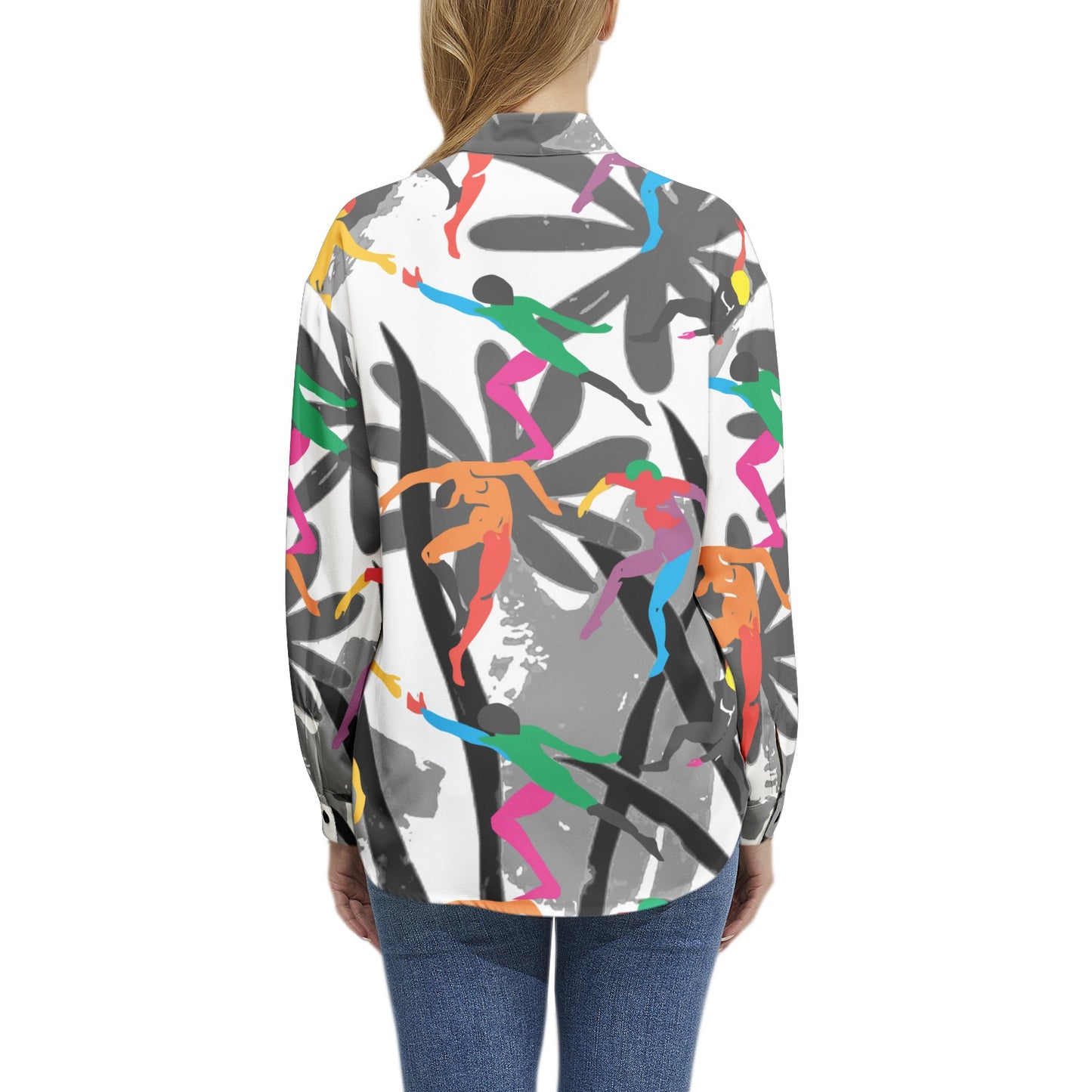 Solstice Matisse Dancers jungle Long Sleeve Button Up Casual Shirt Top