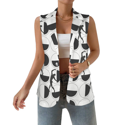 Women's Sleeveless Blazer popular fashion geometric BW