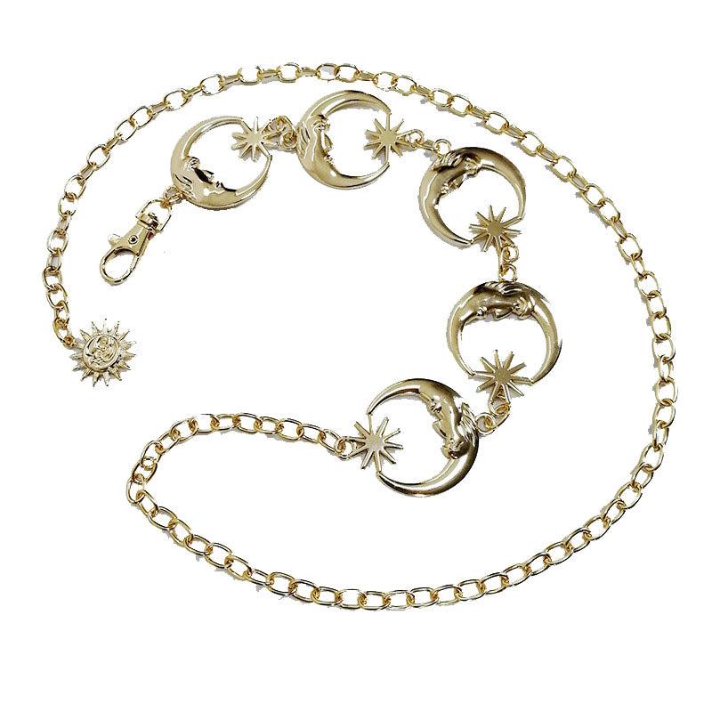 Fashion waist chain belt with suns and moons