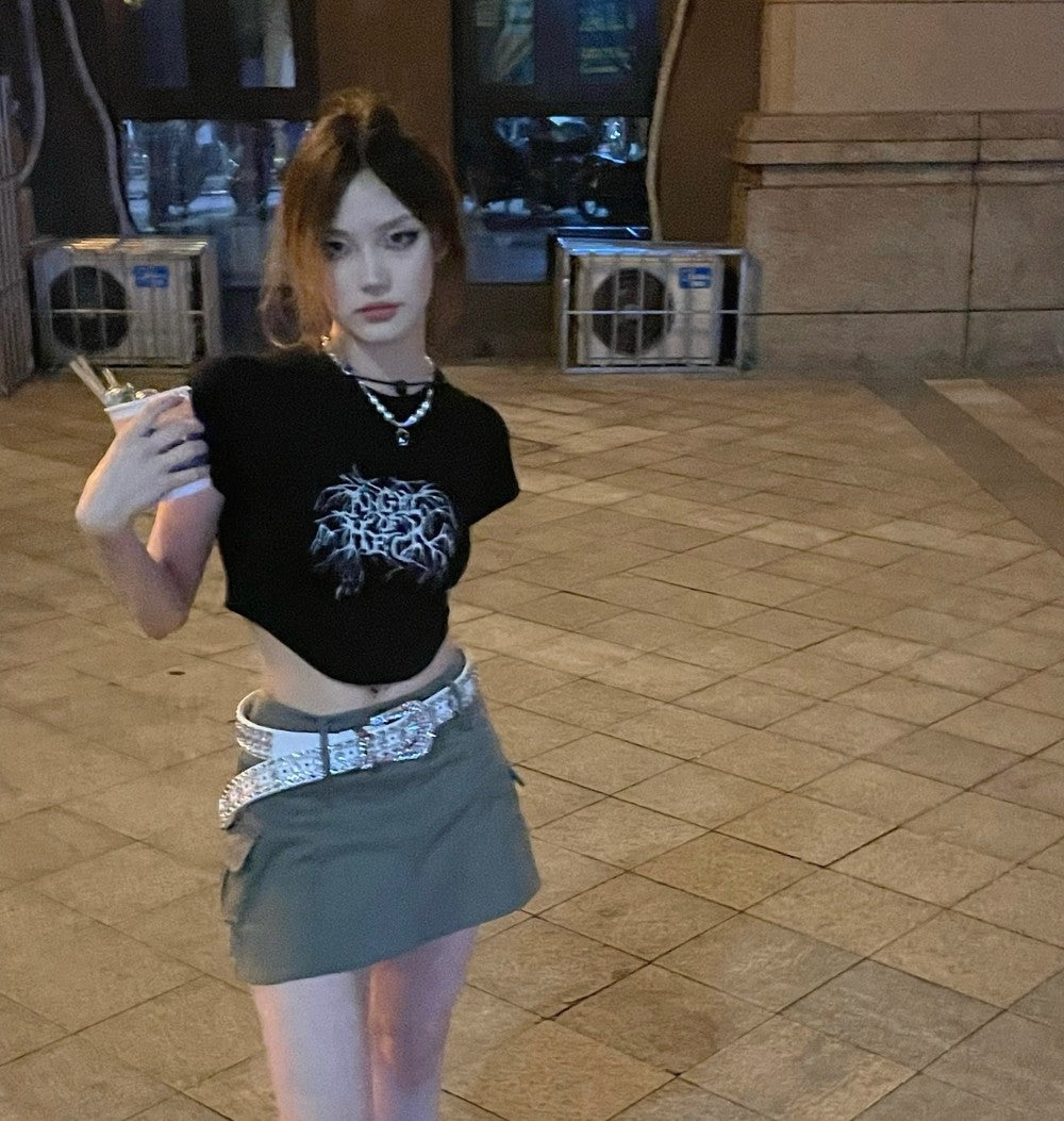 Punk Glam Style Belt With Metal Decoration