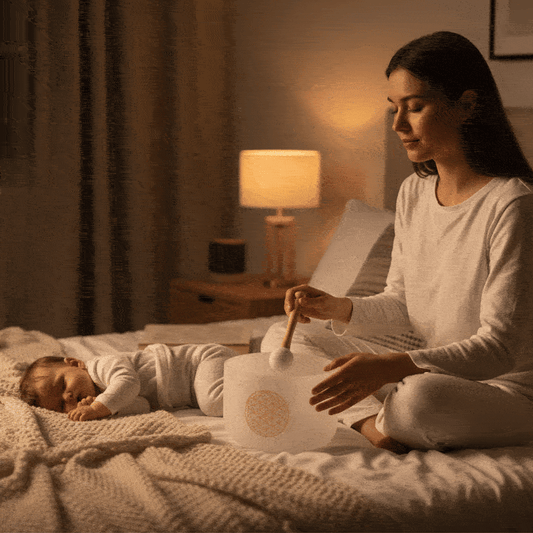 528Hz 8"C Frosted Quartz Crystal Singing Bowl with Life Flower Design for Sound Healing with Carry Bag