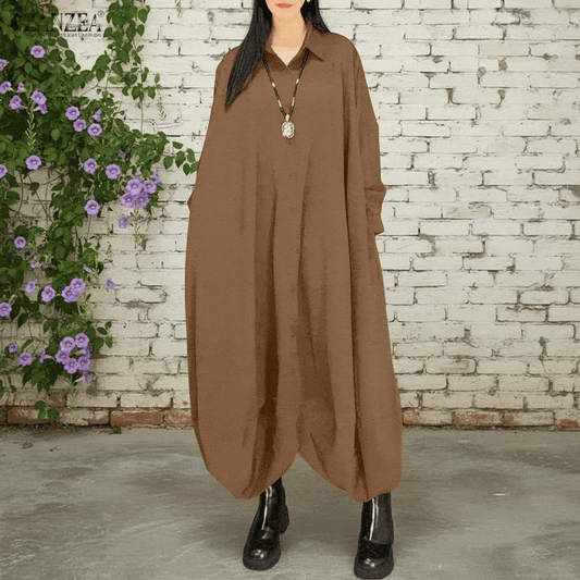 Oversized Jumpsuits Turn-Down Collar Long Sleeves Button Up Drop-Crotch Pant Overalls Casual Streetwear Playsuits