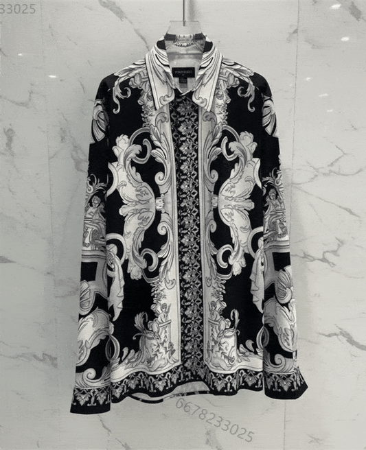 Luxury Men's classic long sleeve lapel shirt, high quality modern shirt, versatile men's top. Button cuffs. Loose, slim fit.